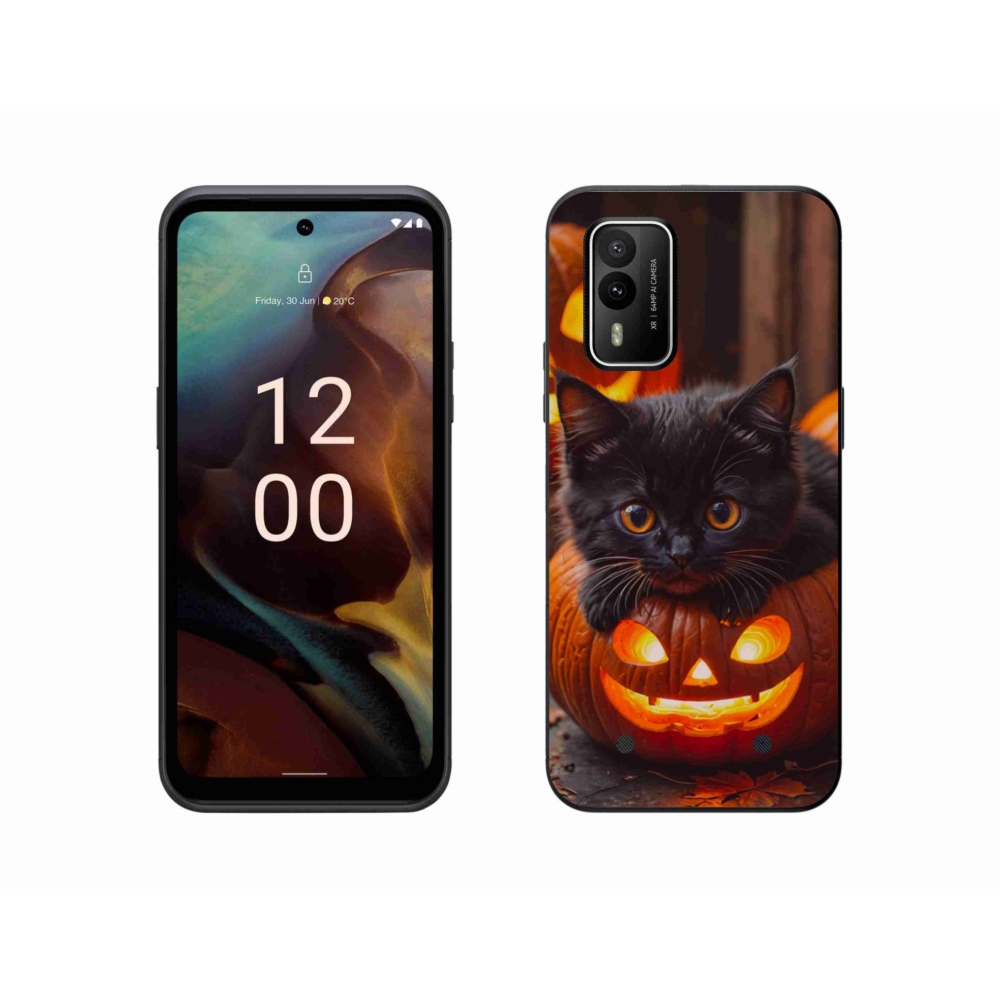 Gélový kryt mmCase na Nokia XR21 - mačiatko a tekvica