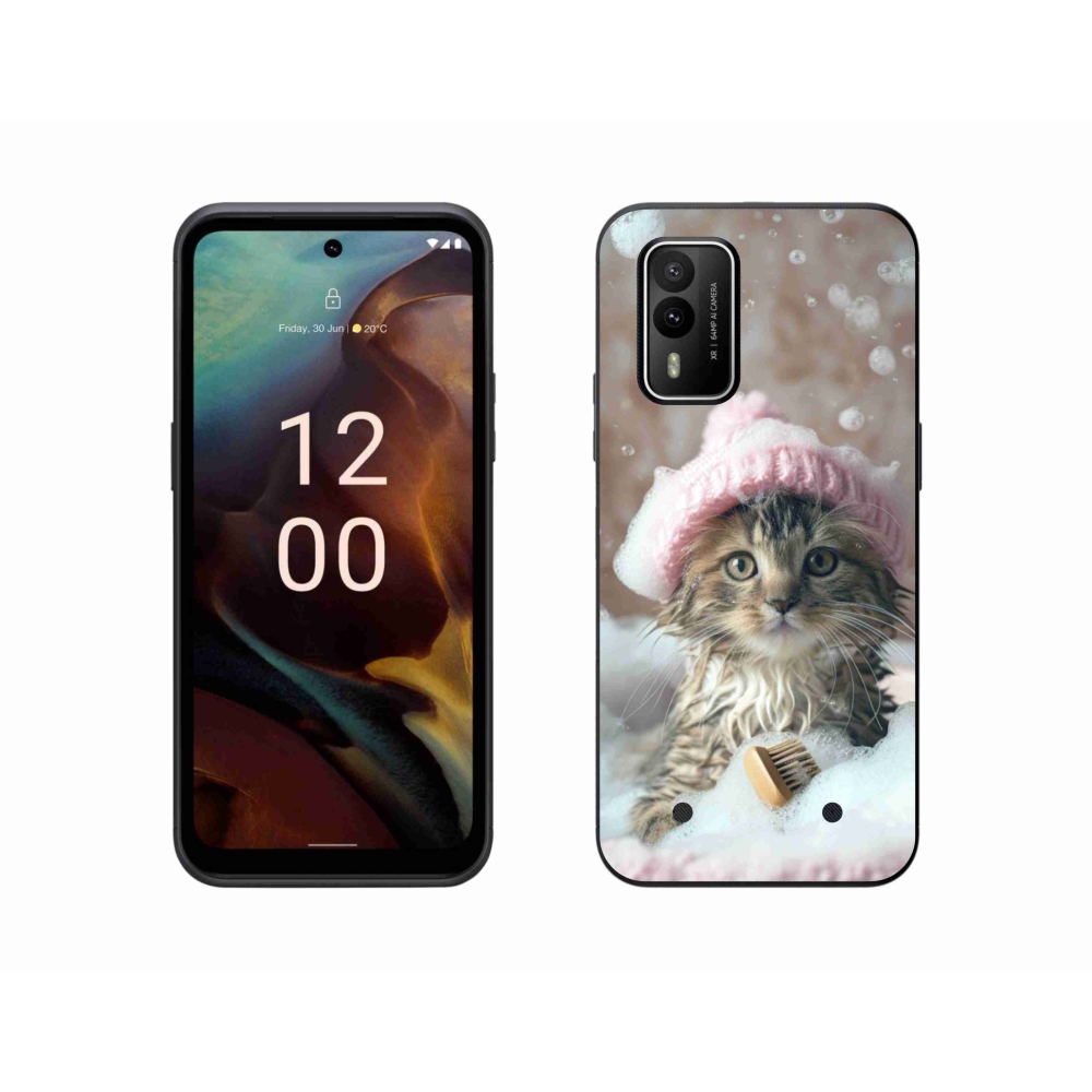 Gélový kryt mmCase na Nokia XR21 - mačiatko a kúpeľ