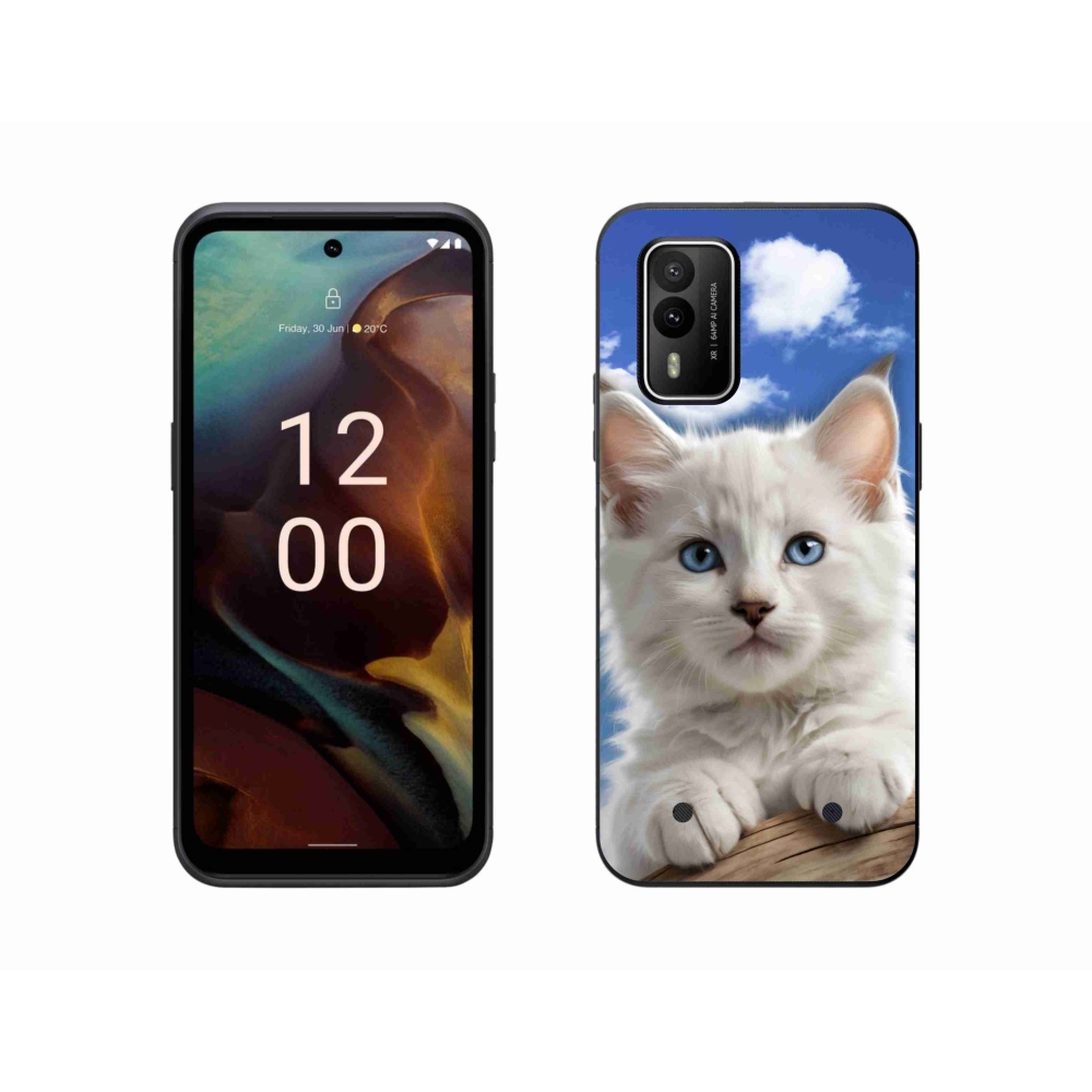 Gélový kryt mmCase na Nokia XR21 - mačiatko a oblaky