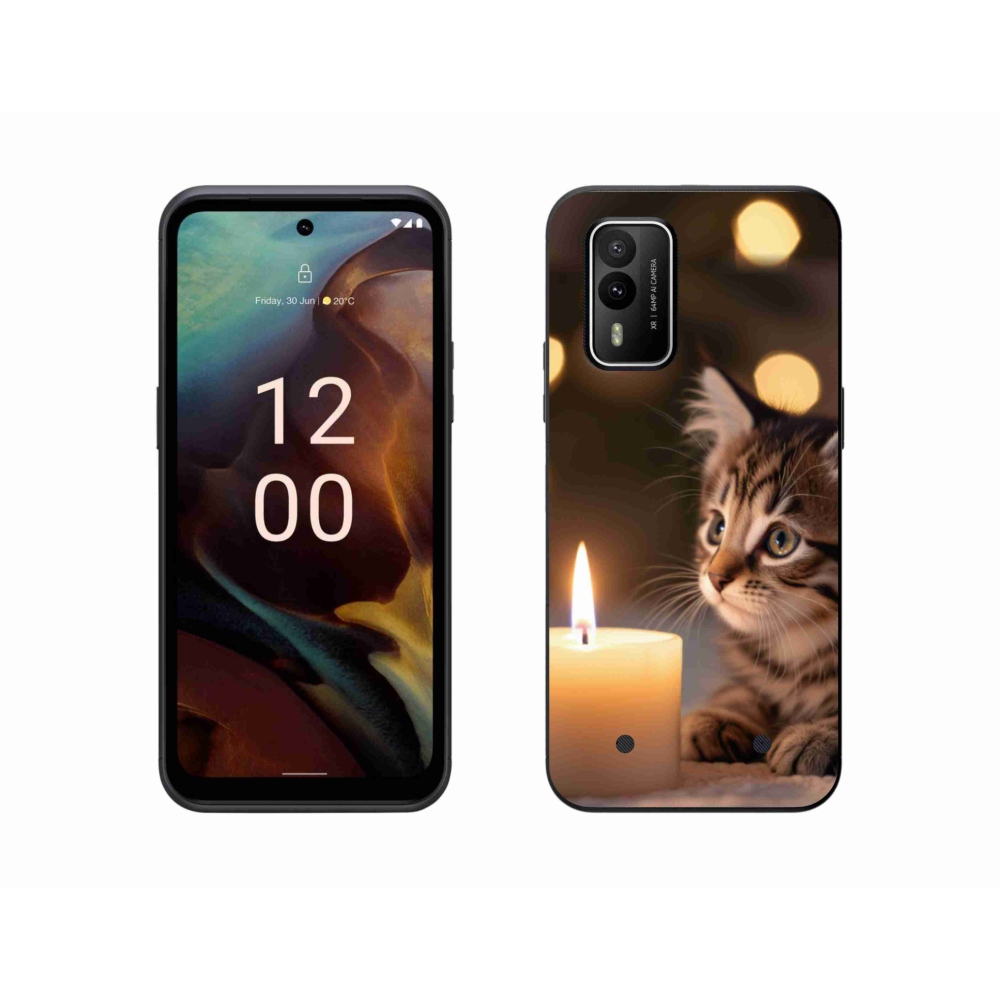 Gélový kryt mmCase na Nokia XR21 - mačiatko a sviečka