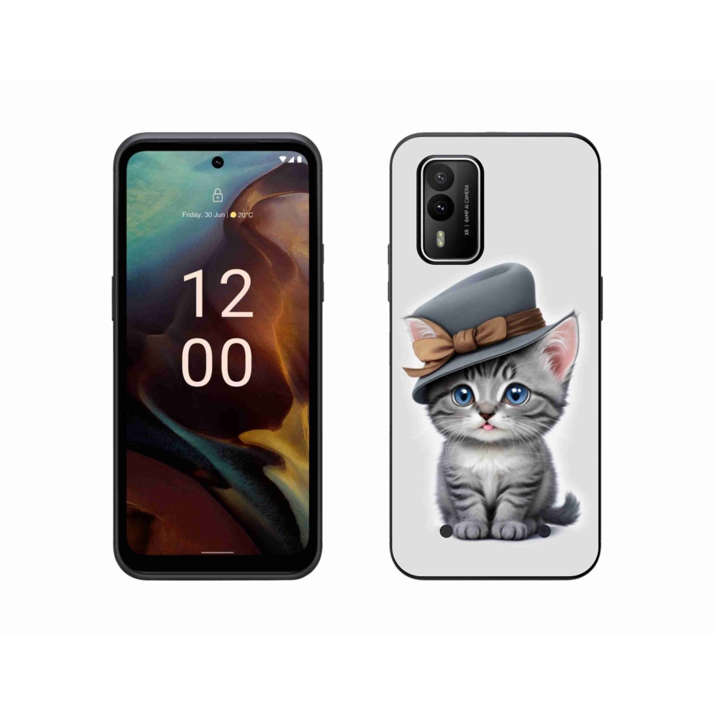 Gélový kryt mmCase na Nokia XR21 - mačiatko s klobúkom