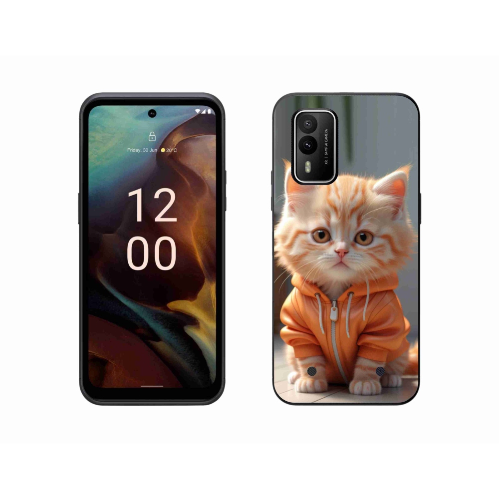 Gélový kryt mmCase na Nokia XR21 - mačiatko v mikine