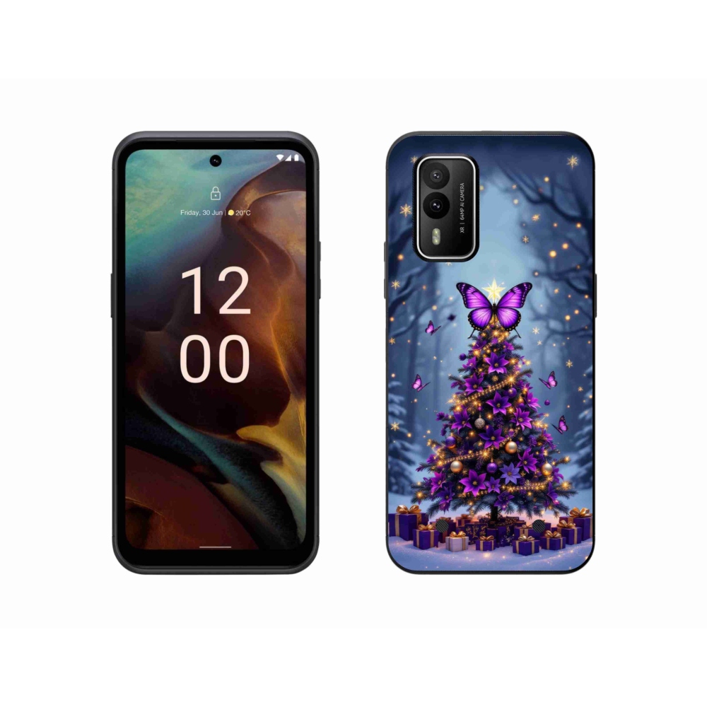 Gélový kryt mmCase na Nokia XR21 - motýlí vianočný stromček