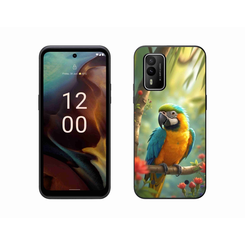 Gélový kryt mmCase na Nokia XR21 - papagáj ara modrožltá