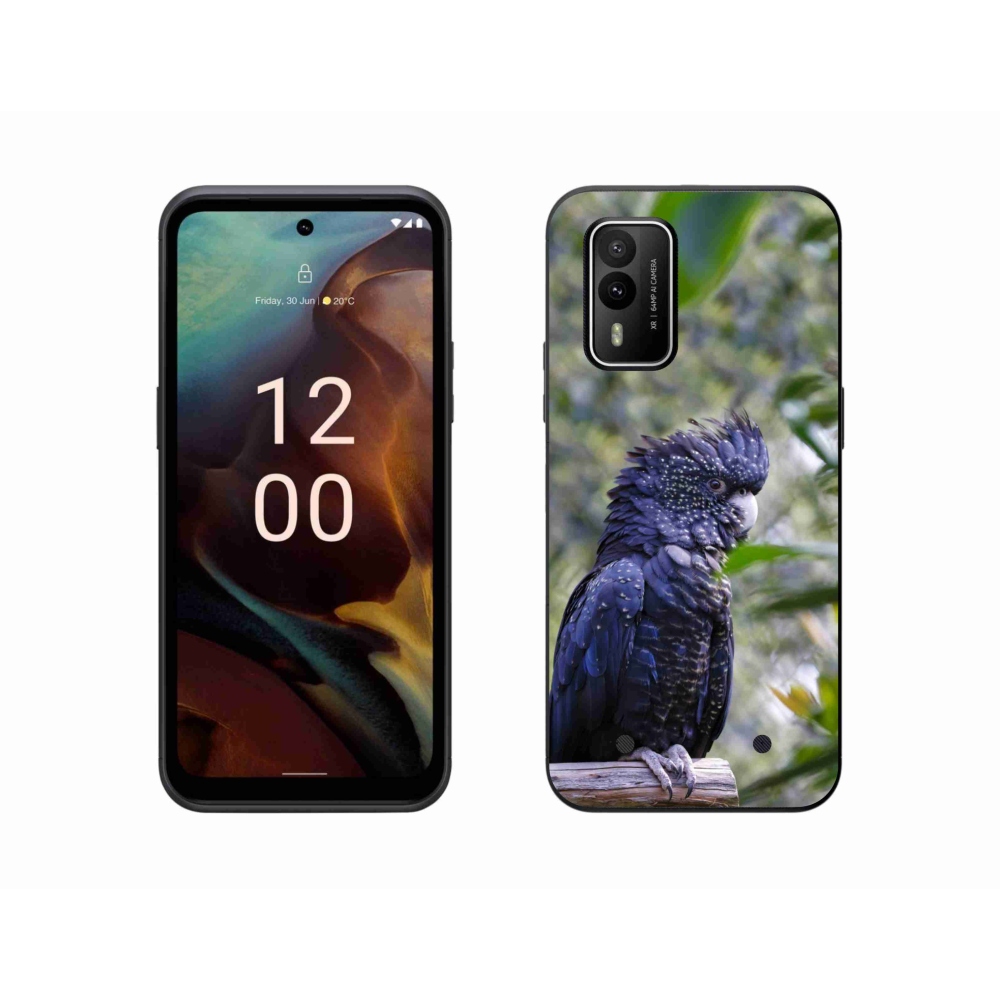 Gélový kryt mmCase na Nokia XR21 - papagáj kakadu čierny