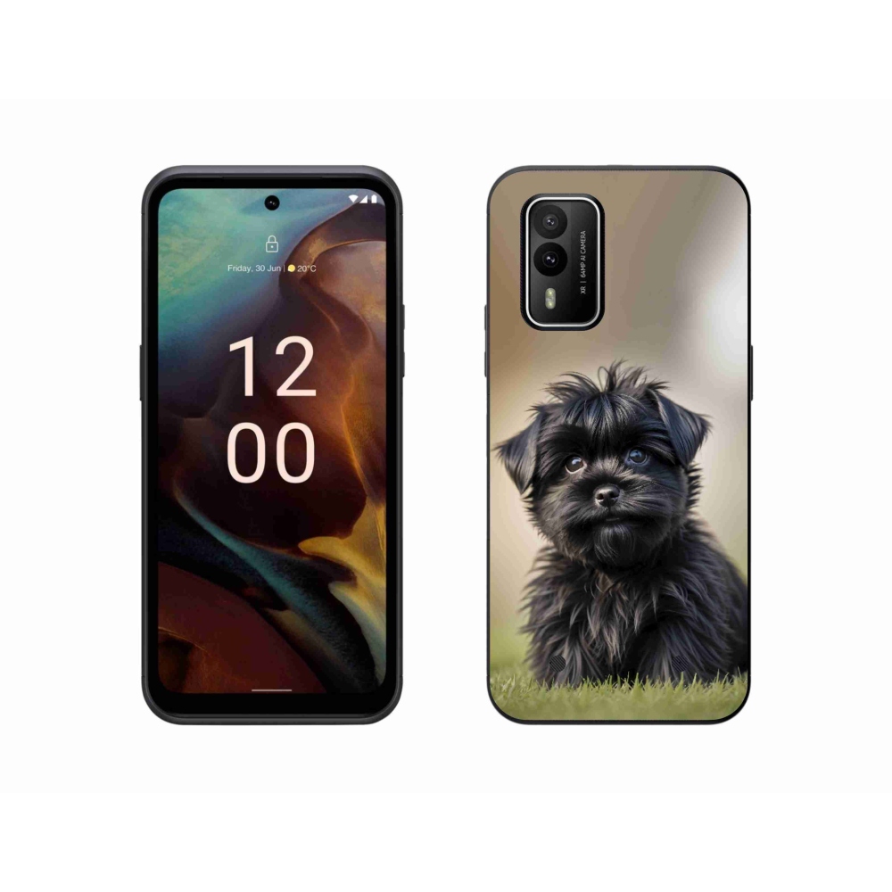 Gélový kryt mmCase na Nokia XR21 - roztomilý čierny psík