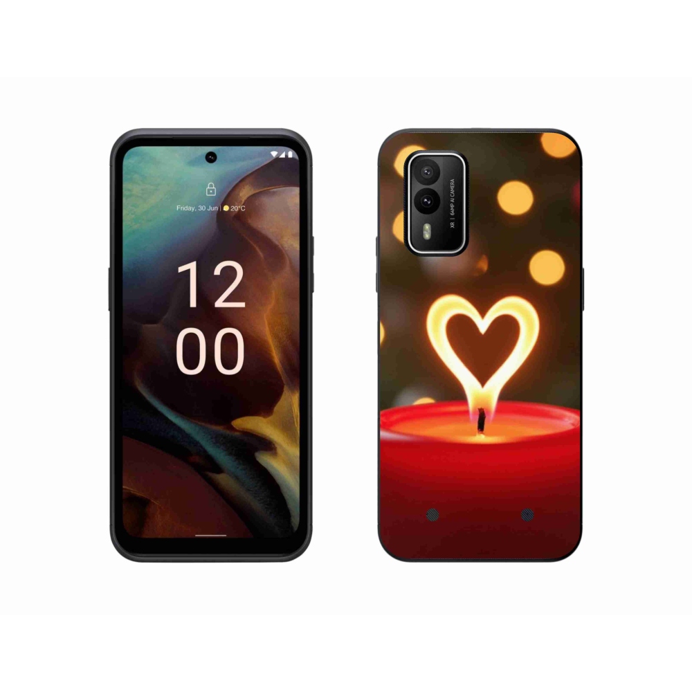 Gélový kryt mmCase na Nokia XR21 - srdce z plameňa