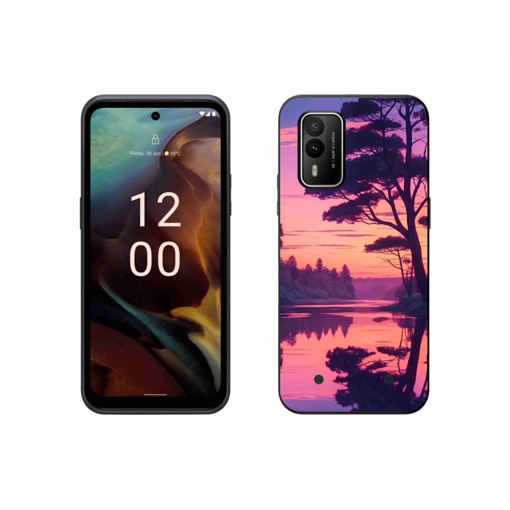 Gélový kryt mmCase na Nokia XR21 - západ slnka nad jazerom