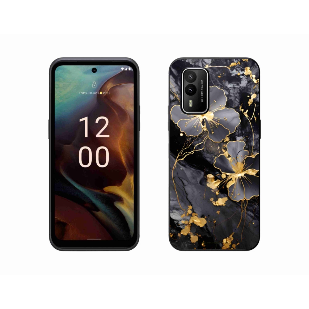 Gélový kryt mmCase na Nokia XR21 - zlaté kvety