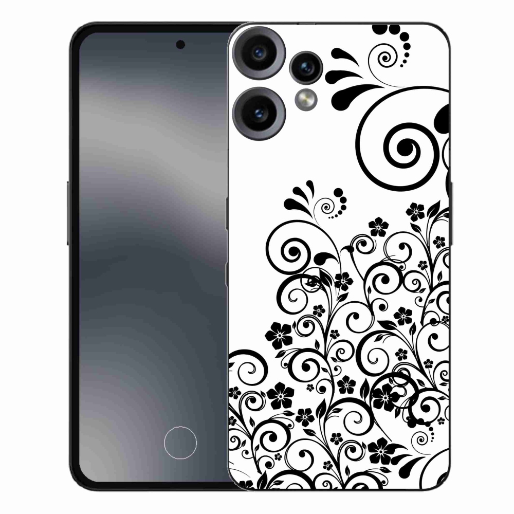 Gélový kryt mmCase na Nothing CMF Phone 2 Pro - čiernobiele kvetinové vzory