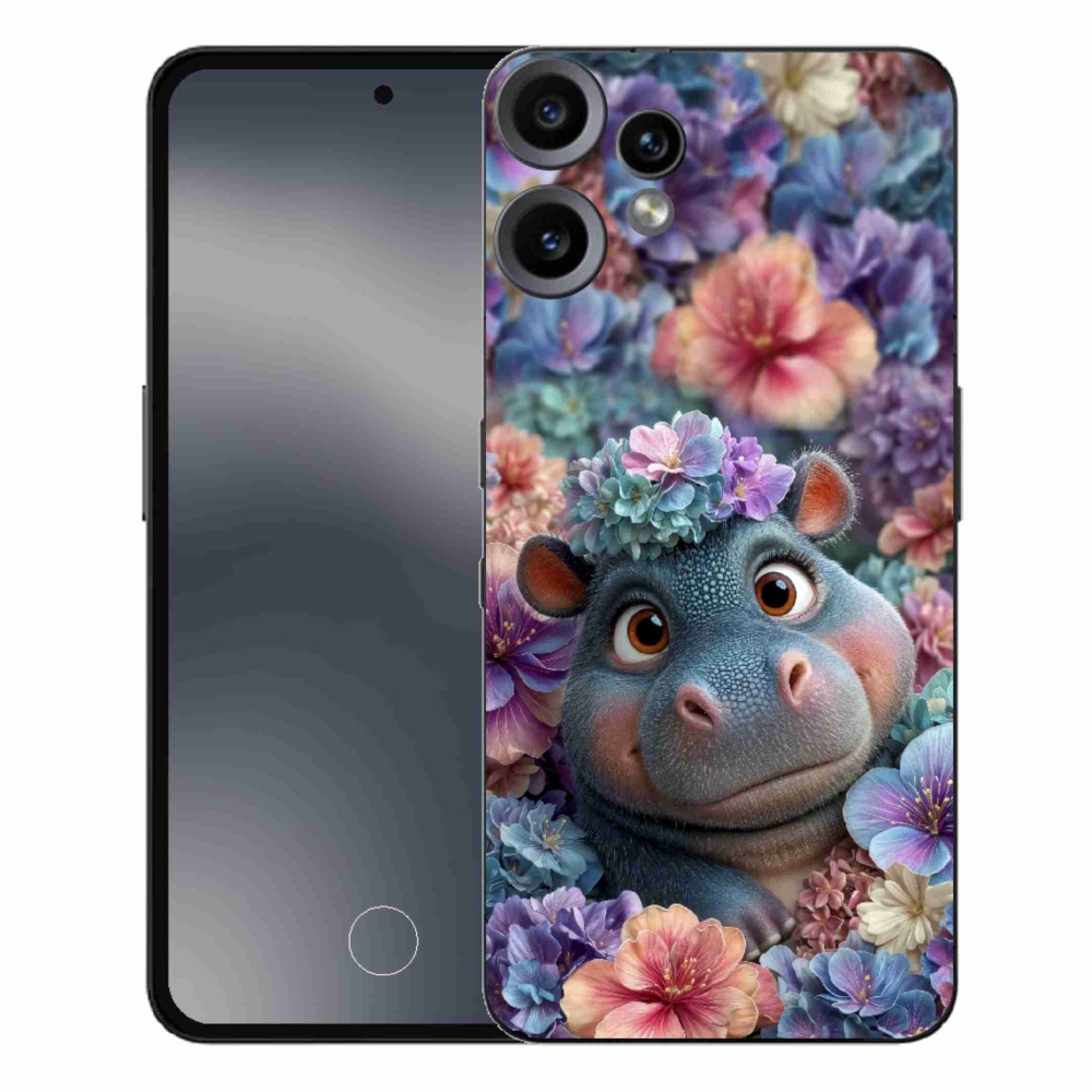 Gélový kryt mmCase na Nothing CMF Phone 2 Pro - hrošík v kvetoch