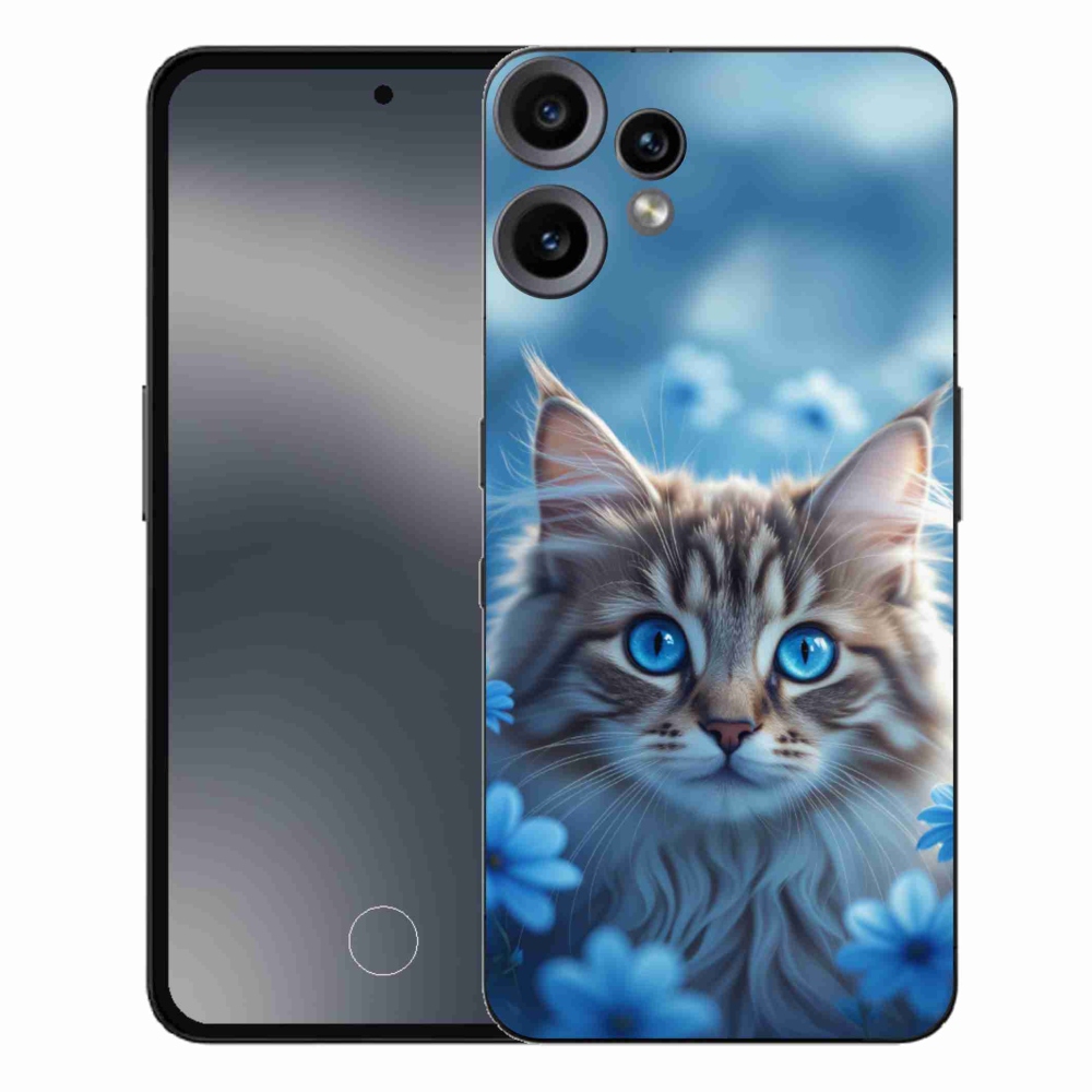 Gélový kryt mmCase na Nothing CMF Phone 2 Pro - mačiatko v modrých kvetoch