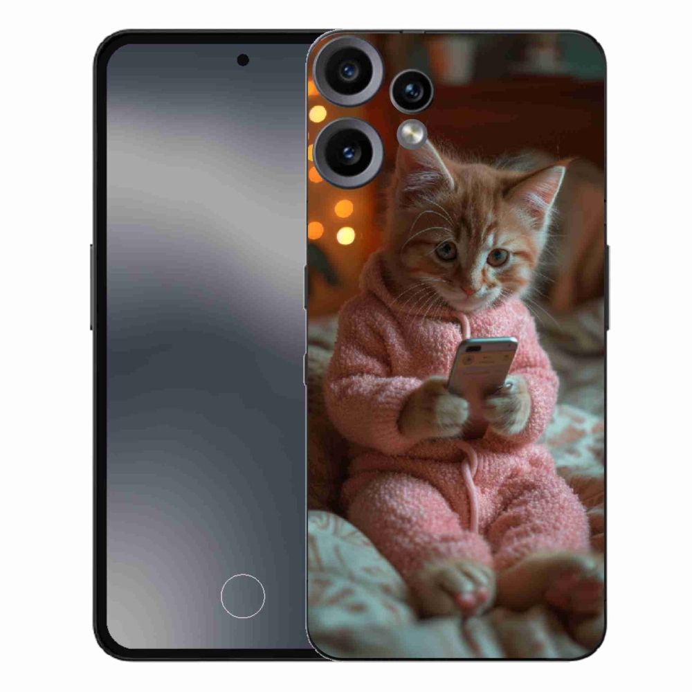Gélový kryt mmCase na Nothing CMF Phone 2 Pro - mačiatko s mobilom