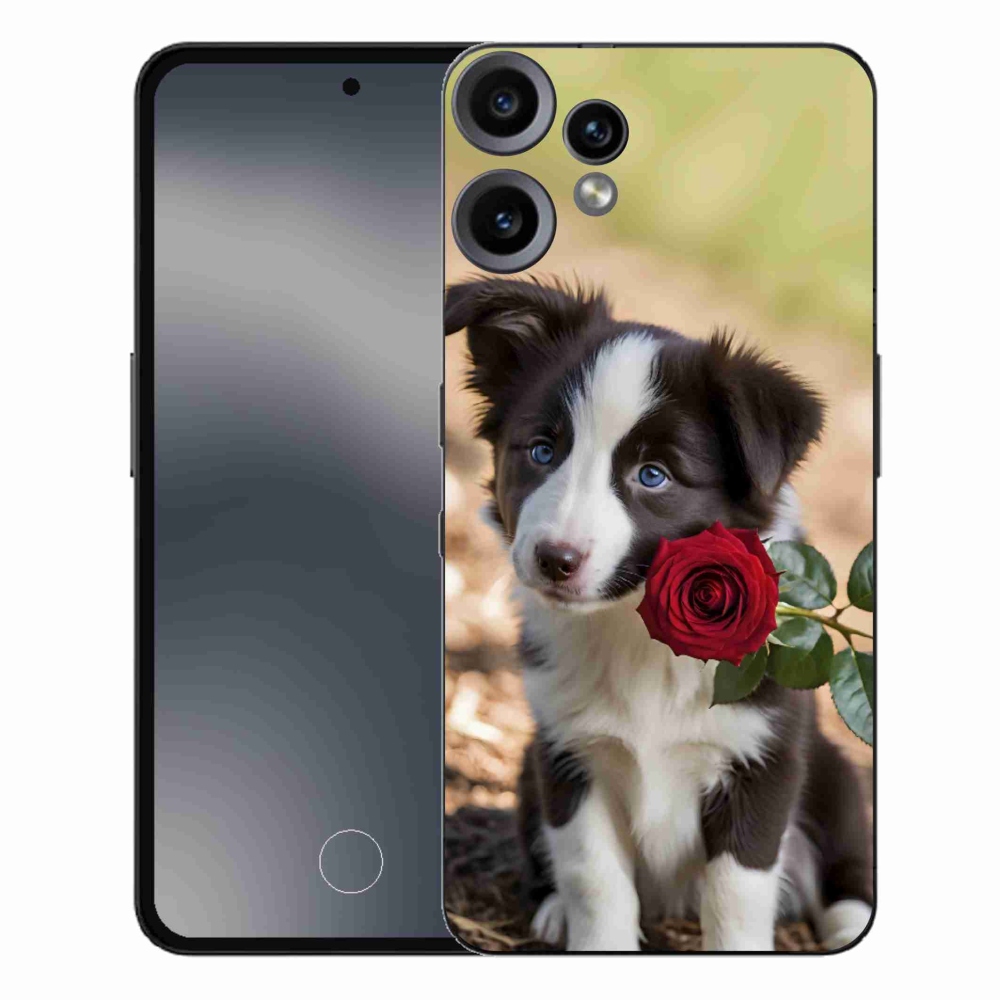 Gélový kryt mmCase na Nothing CMF Phone 2 Pro - roztomilá border kólia s ružou