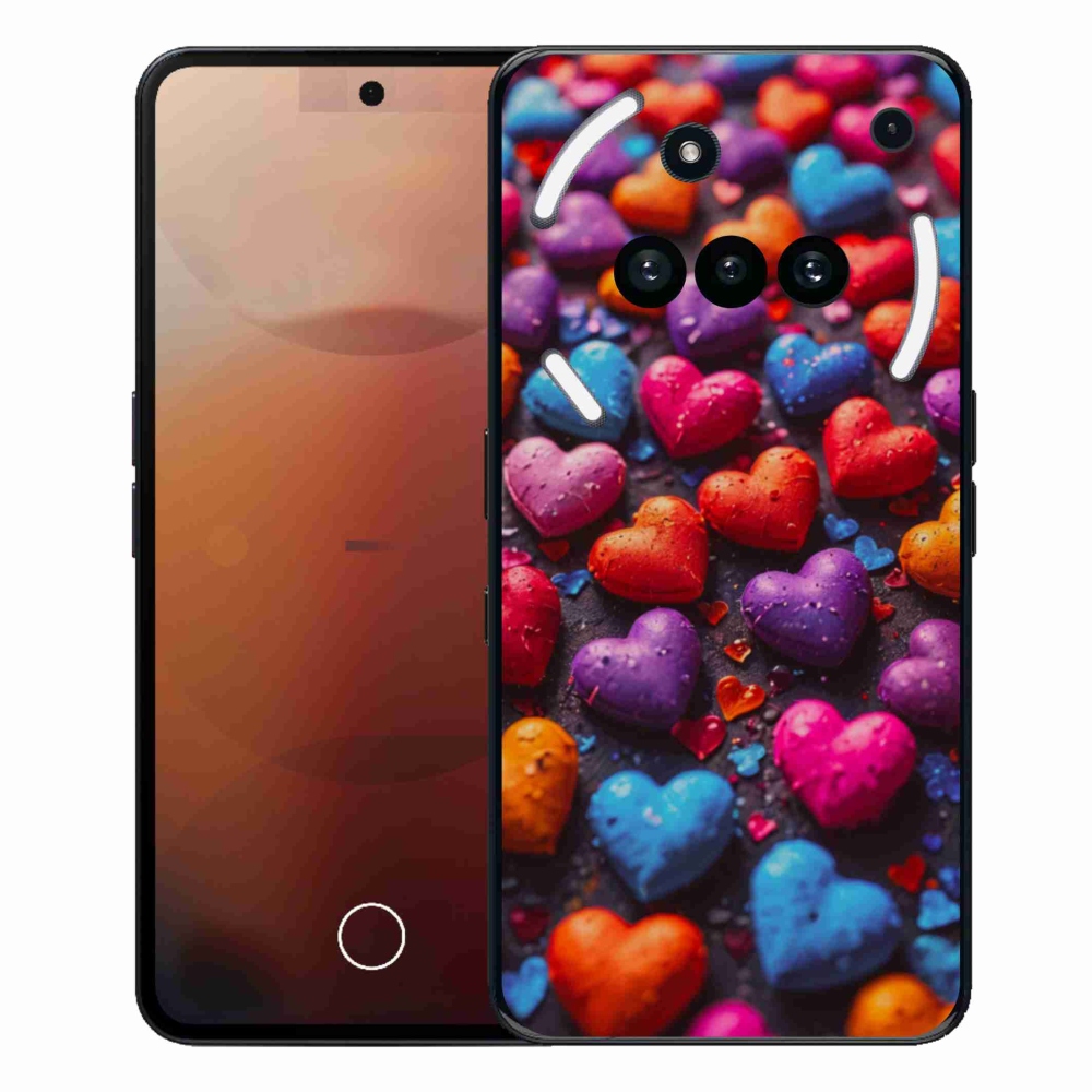 Gélový kryt mmCase na Nothing Phone (3a) - farebné srdcia