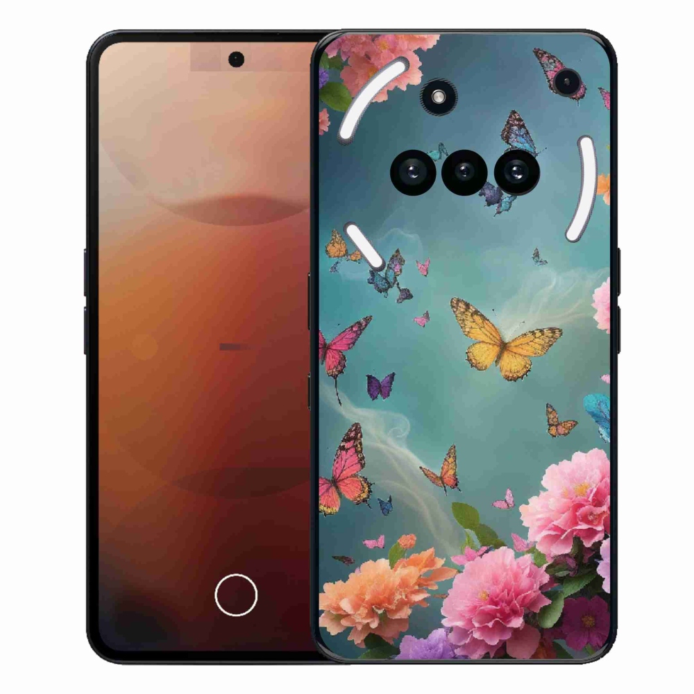 Gélový kryt mmCase na Nothing Phone (3a) - farebné kvety a motýle