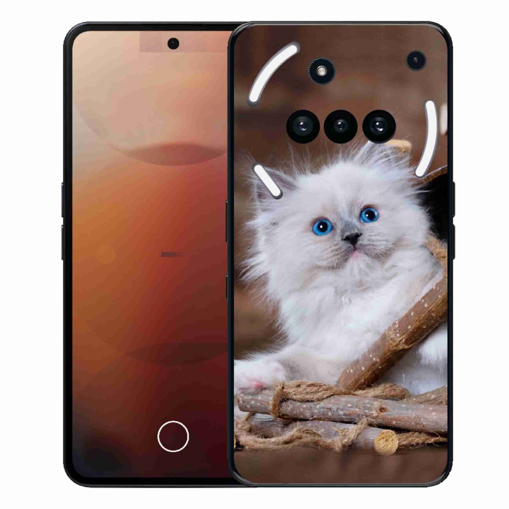 Gélový kryt mmCase na Nothing Phone (3a) - biele mačiatko