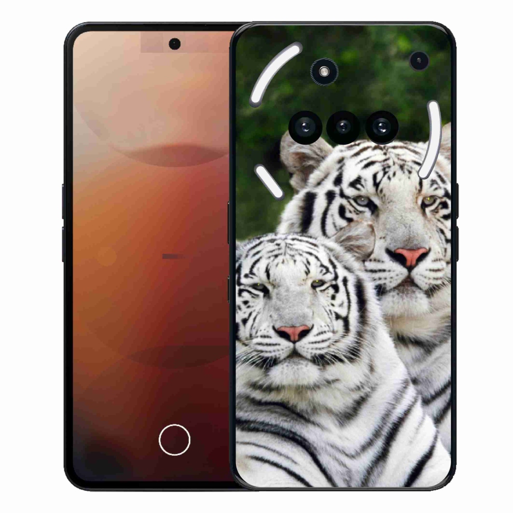 Gélový kryt mmCase na Nothing Phone (3a) - bieli tigre