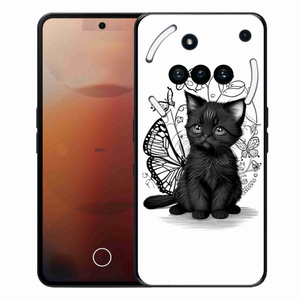 Gélový kryt mmCase na Nothing Phone (3a) - čierne mačiatko