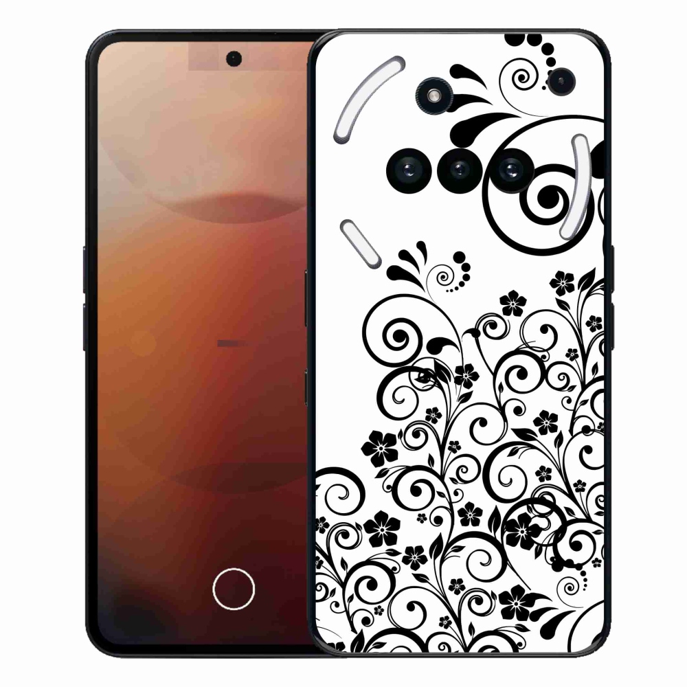Gélový kryt mmCase na Nothing Phone (3a) - čiernobiele kvetinové vzory