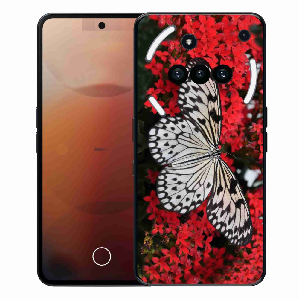 Gélový kryt mmCase na Nothing Phone (3a) - čiernobiely motýľ 1