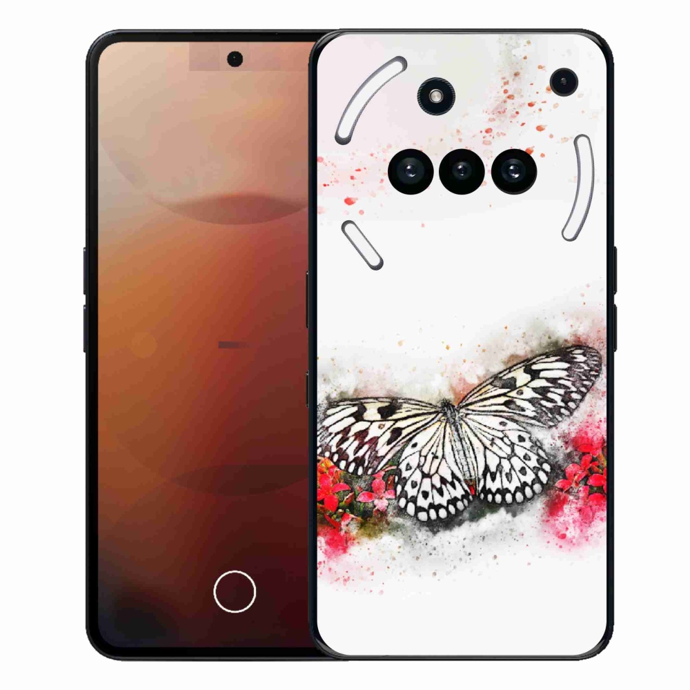 Gélový kryt mmCase na Nothing Phone (3a) - čiernobiely motýľ