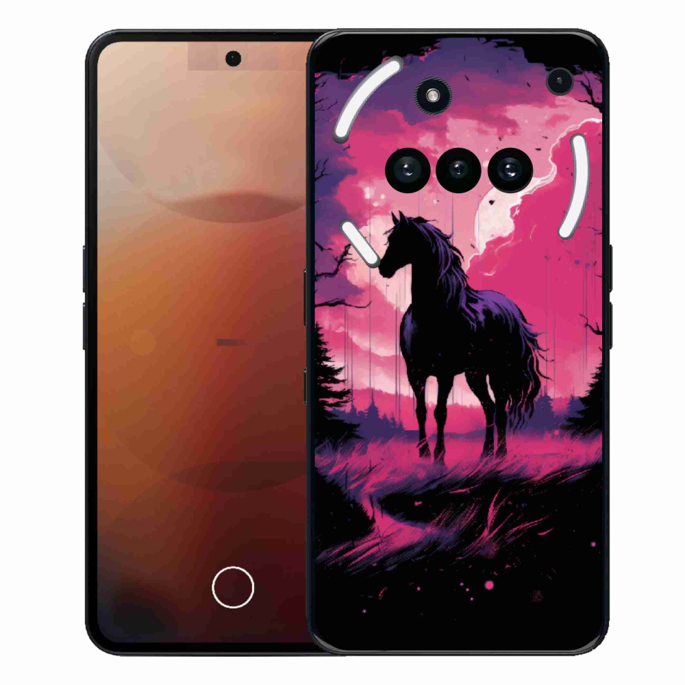 Gélový kryt mmCase na Nothing Phone (3a) - čierny kreslený kôň 1