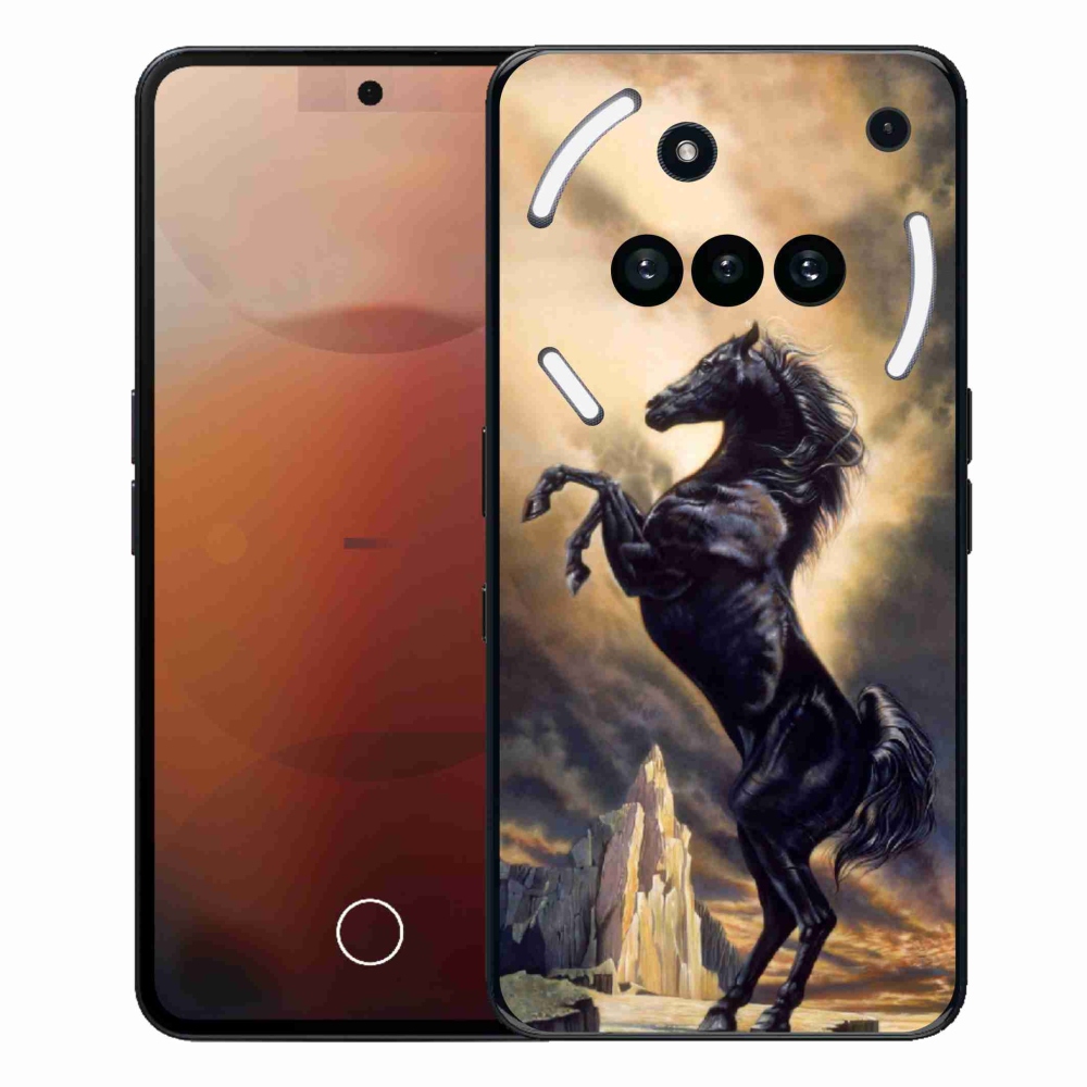 Gélový kryt mmCase na Nothing Phone (3a) - čierny kreslený kôň