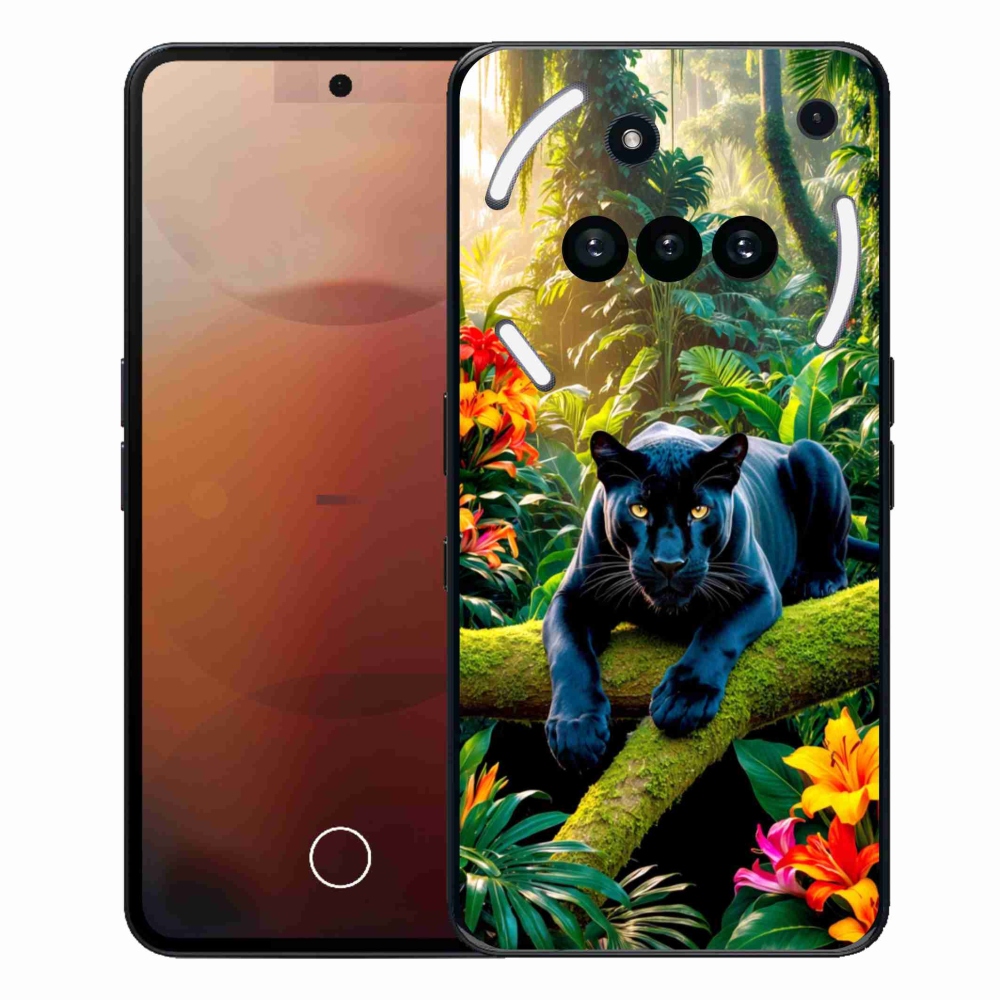 Gélový kryt mmCase na Nothing Phone (3a) - čierny panter v džungli