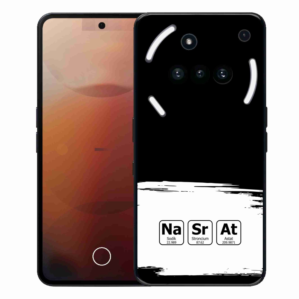 Gélový kryt mmCase na Nothing Phone (3a) - chemické prvky bieločierne pozadie