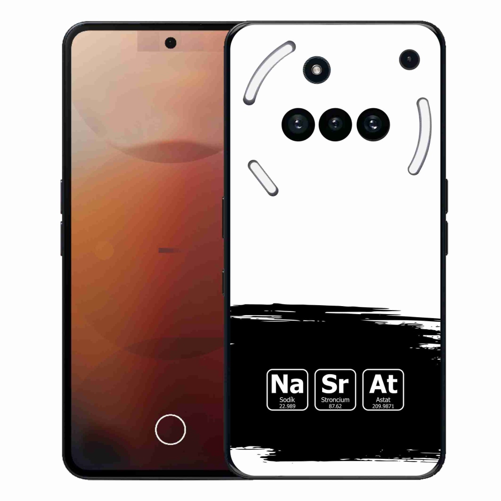 Gélový kryt mmCase na Nothing Phone (3a) - chemické prvky čiernobiele pozadie