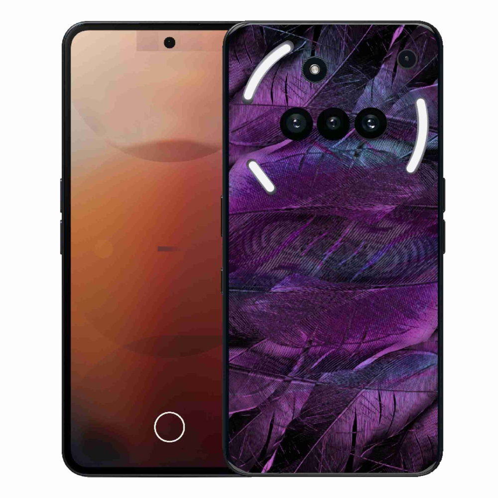 Gélový kryt mmCase na Nothing Phone (3a) - fialové pierka