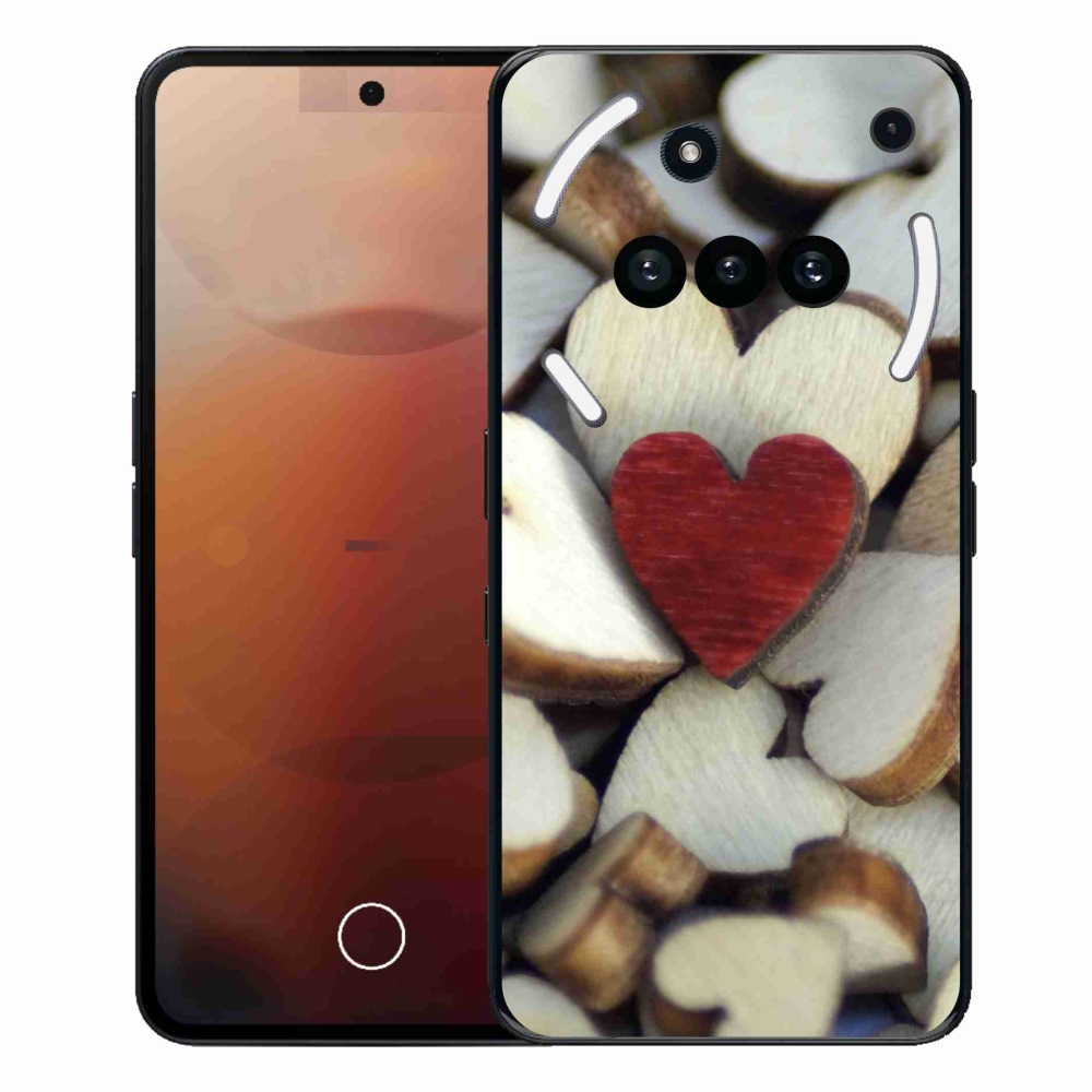 Gélový kryt mmCase na Nothing Phone (3a) - gravírované červené srdce