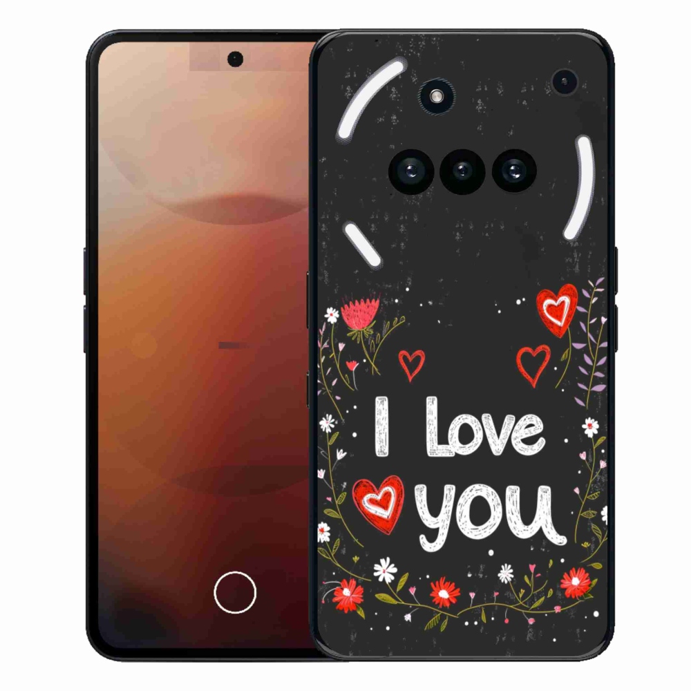 Gélový kryt mmCase na Nothing Phone (3a) - I love you čierne pozadie