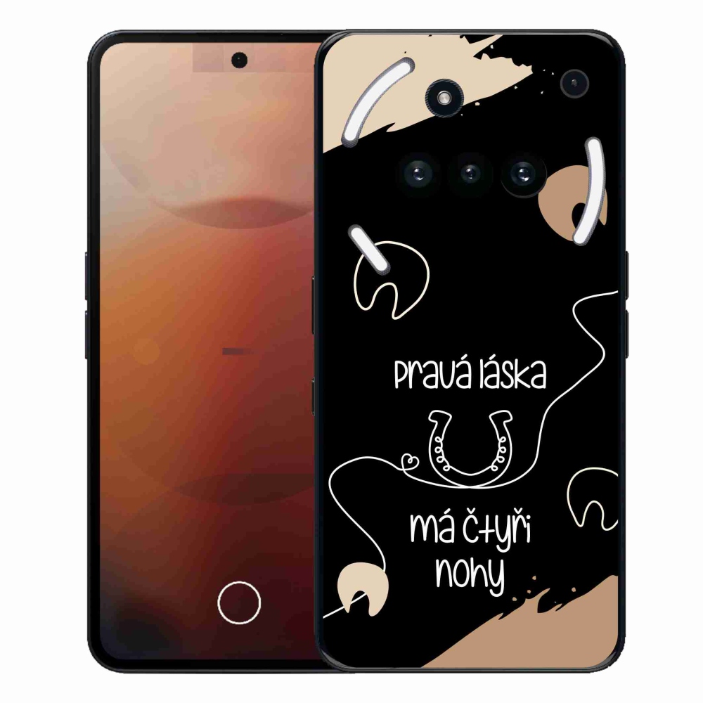 Gélový kryt mmCase na Nothing Phone (3a) - konský motív čierne pozadie