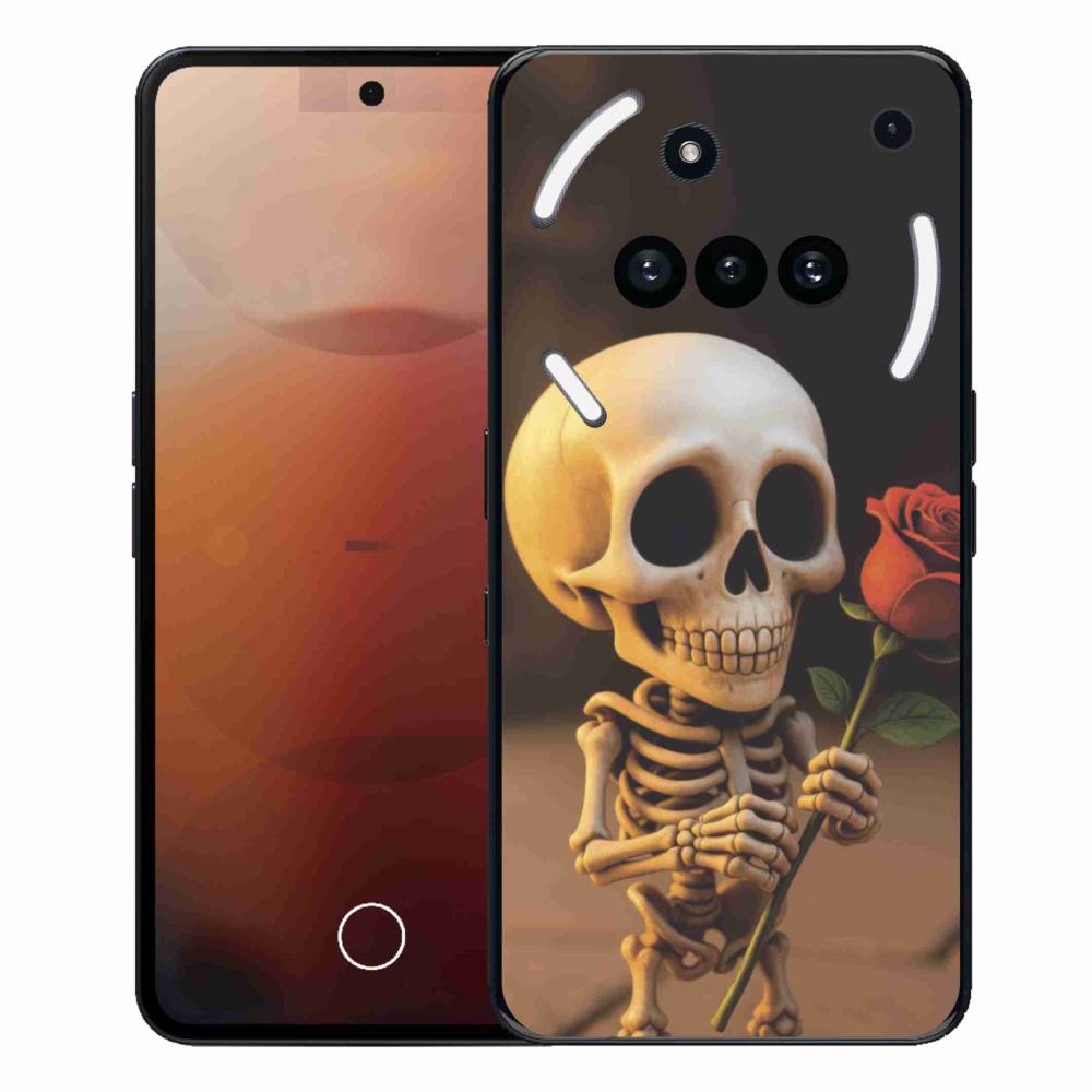 Gélový kryt mmCase na Nothing Phone (3a) - kostlivec s ružou