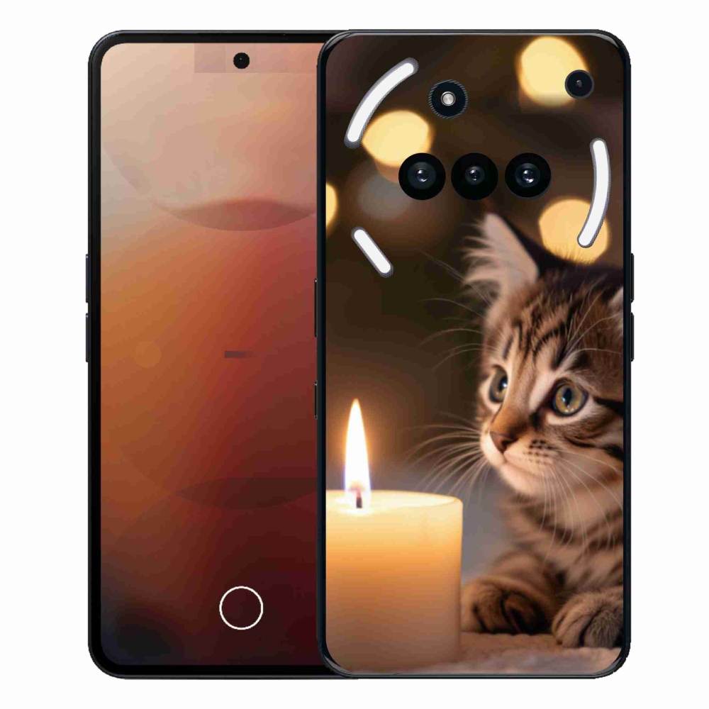 Gélový kryt mmCase na Nothing Phone (3a) - mačiatko a sviečka