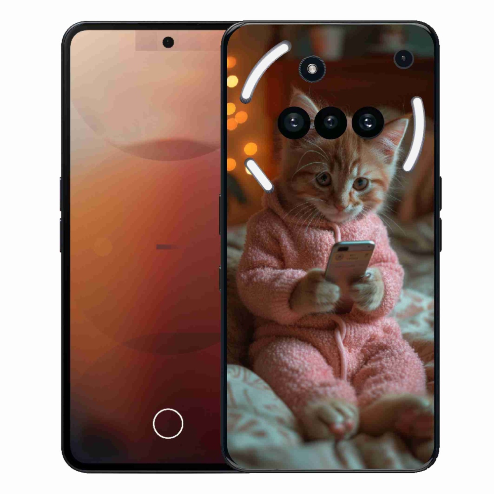 Gélový kryt mmCase na Nothing Phone (3a) - mačiatko s mobilom