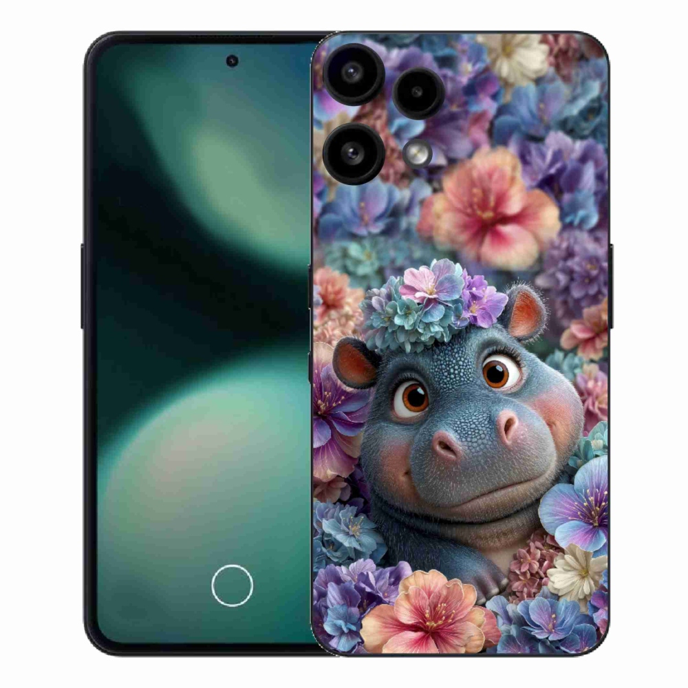 Gélový kryt mmCase na Nothing Phone (3a) Lite - hrošík v kvetoch