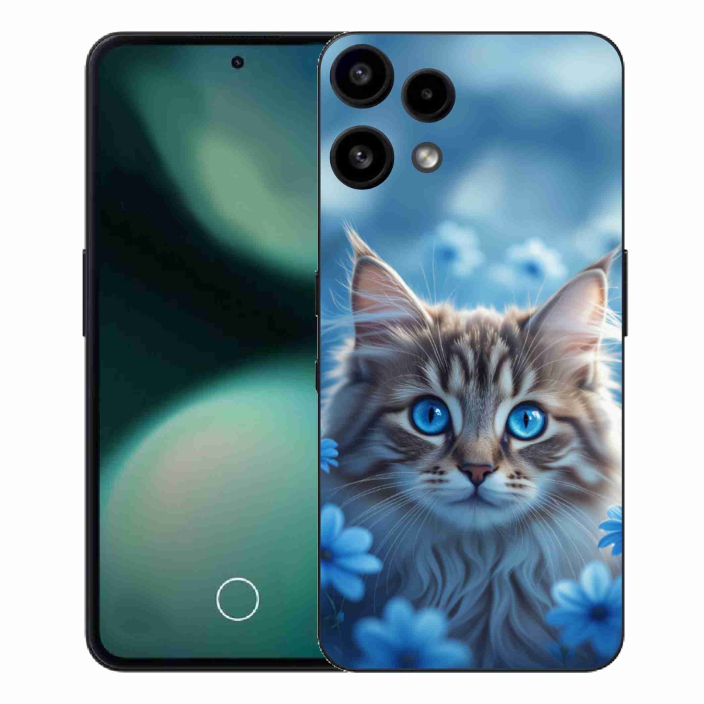 Gélový kryt mmCase na Nothing Phone (3a) Lite - mačiatko v modrých kvetoch