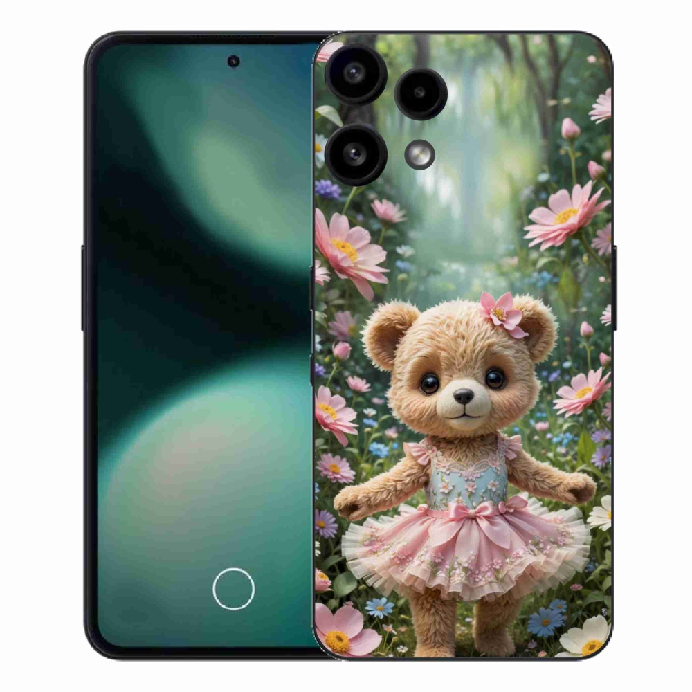 Gélový kryt mmCase na Nothing Phone (3a) Lite - roztomilý medvedík v kvetoch