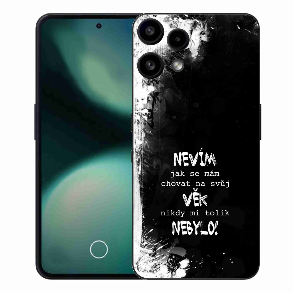 Gélový kryt mmCase na Nothing Phone (3a) Lite - vtipný text 14 čierne pozadie