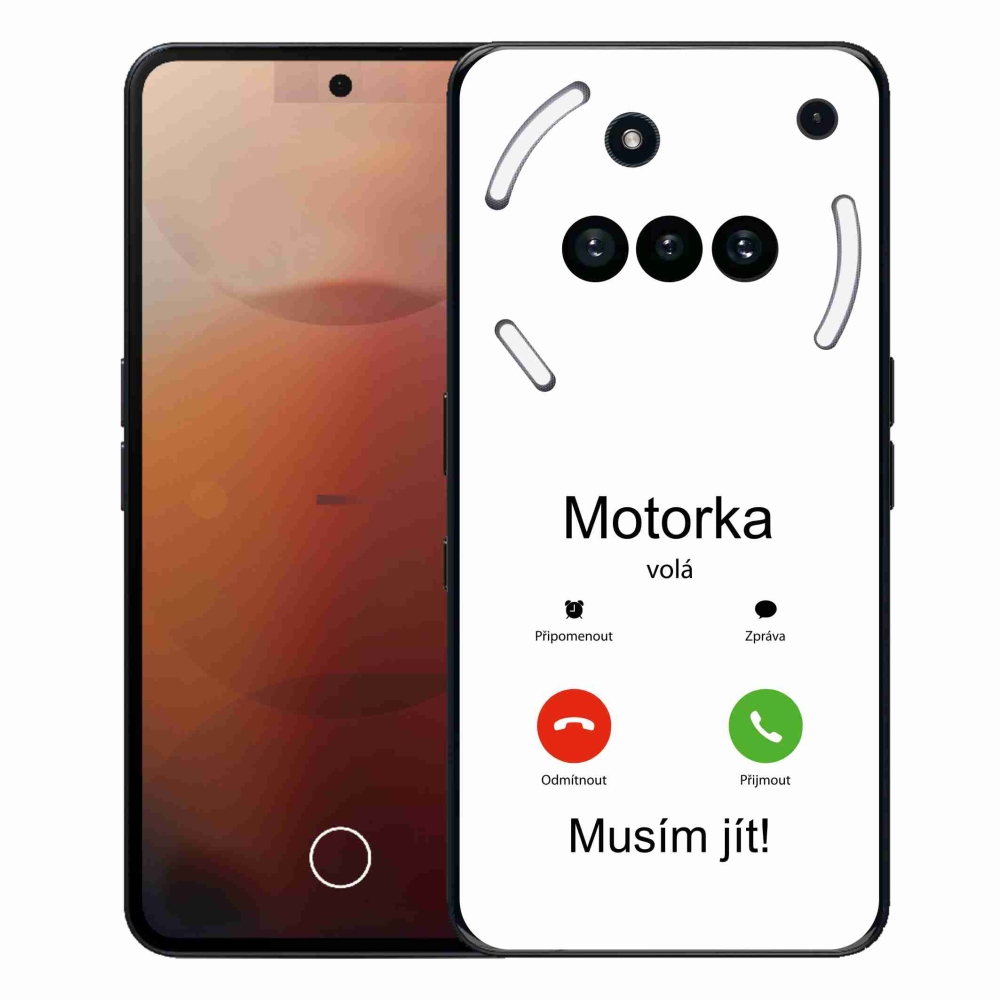 Gélový kryt mmCase na Nothing Phone (3a) - motorka volá biele pozadie