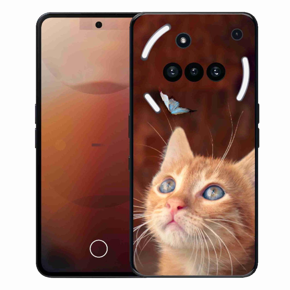 Gélový kryt mmCase na Nothing Phone (3a) - motýľ a mačiatko