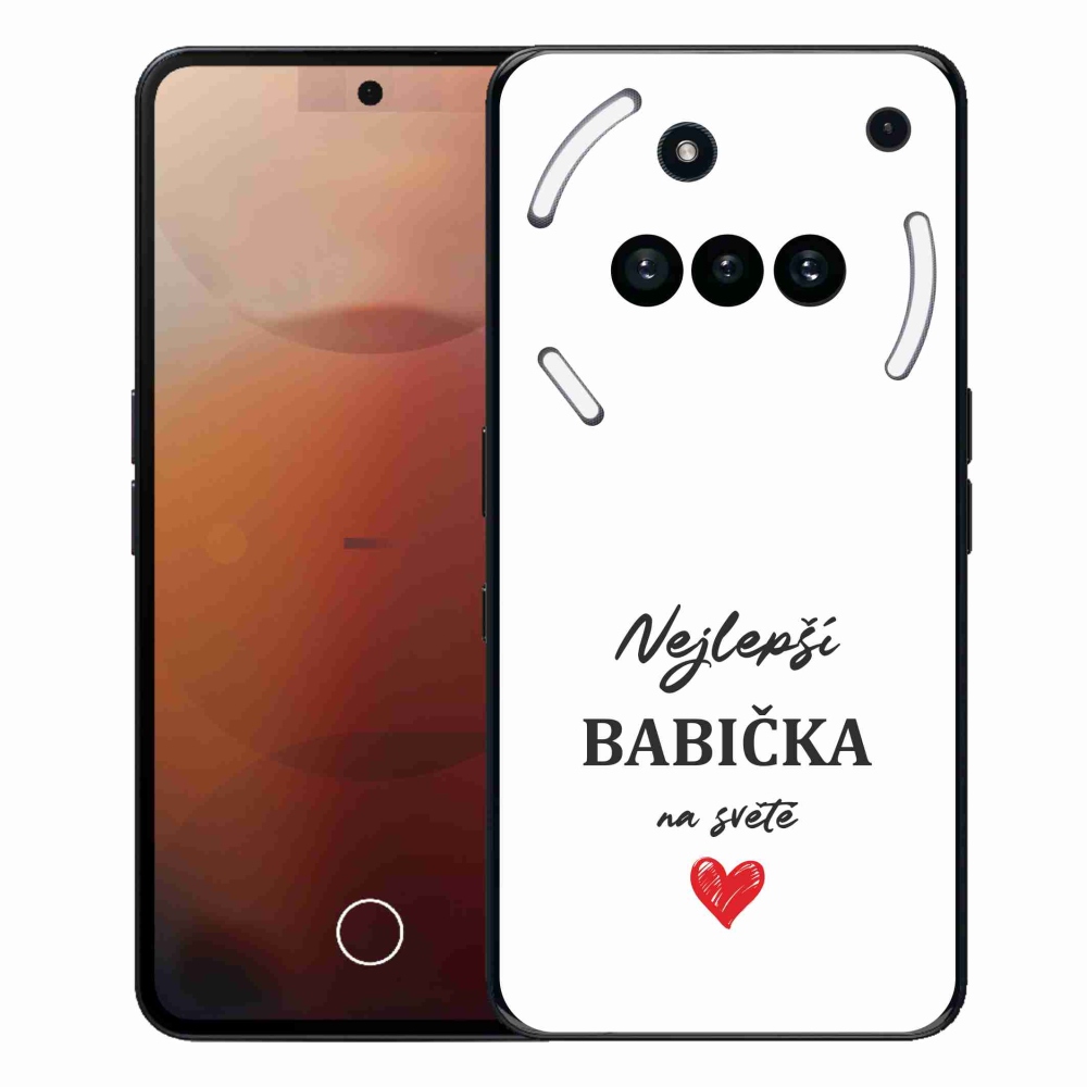 Gélový kryt mmCase na Nothing Phone (3a) - najlepšia babička 1 biele pozadie