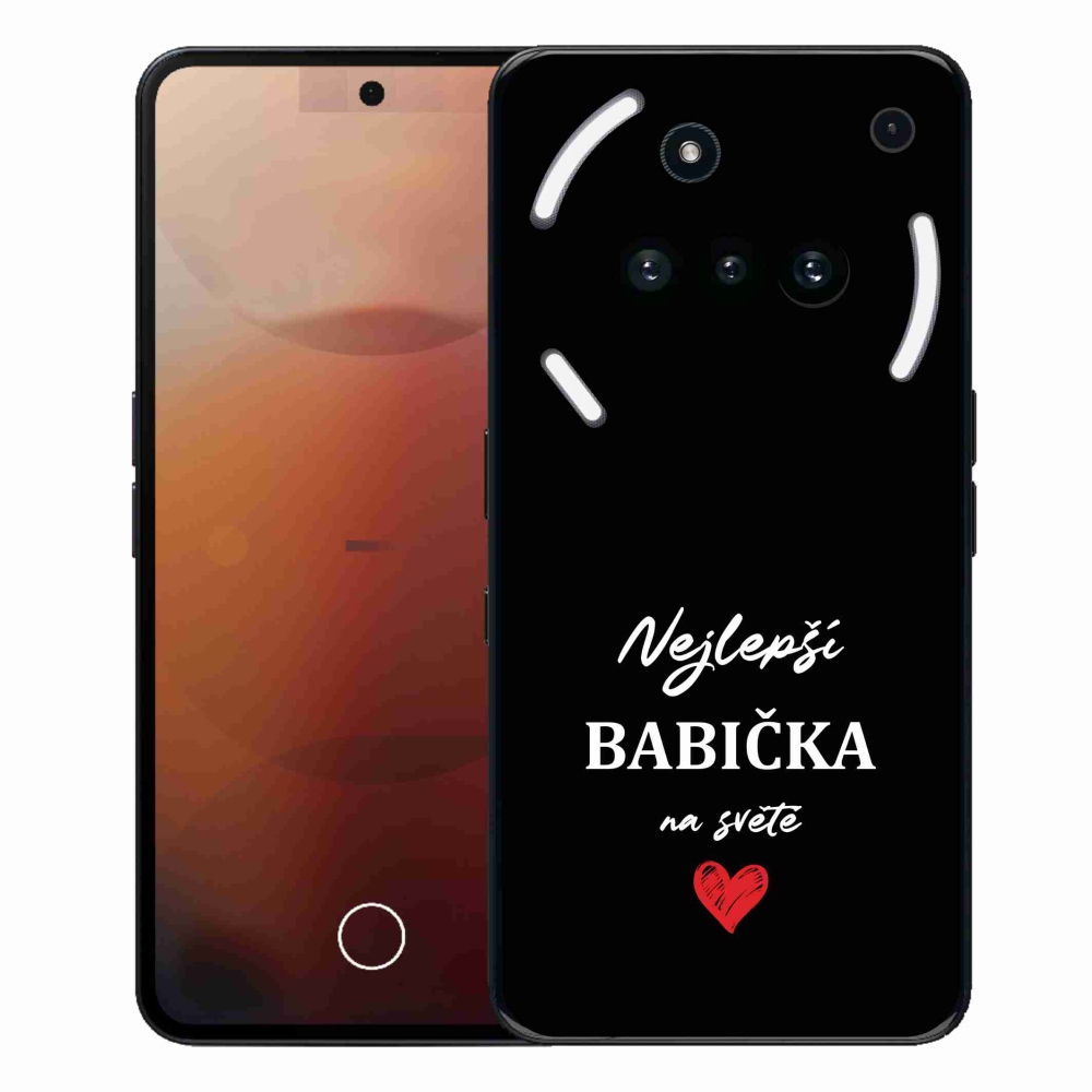 Gélový kryt mmCase na Nothing Phone (3a) - najlepšia babička 1 čierne pozadie