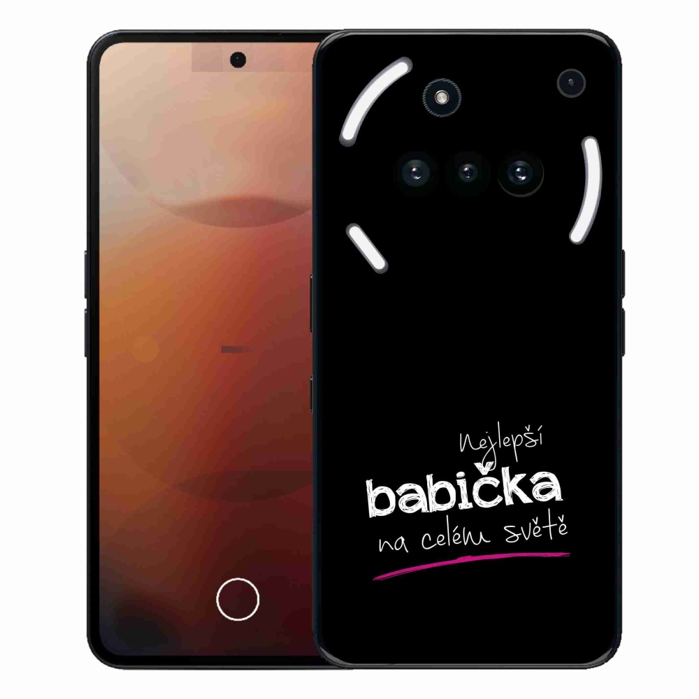 Gélový kryt mmCase na Nothing Phone (3a) - najlepšia babička 4 čierne pozadie