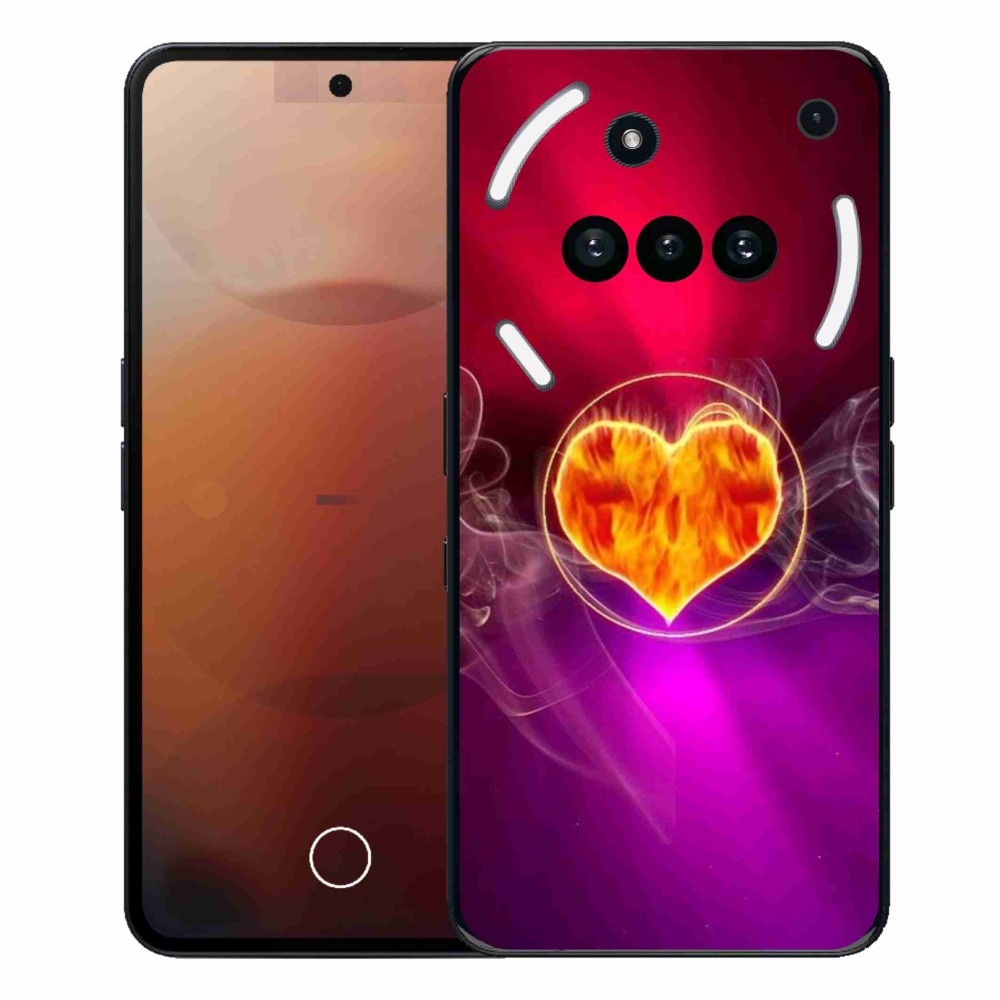 Gélový kryt mmCase na Nothing Phone (3a) - ohnivé srdce