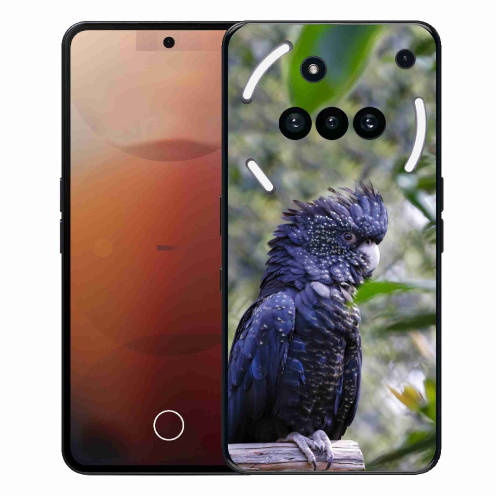 Gélový kryt mmCase na Nothing Phone (3a) - papagáj kakadu čierny