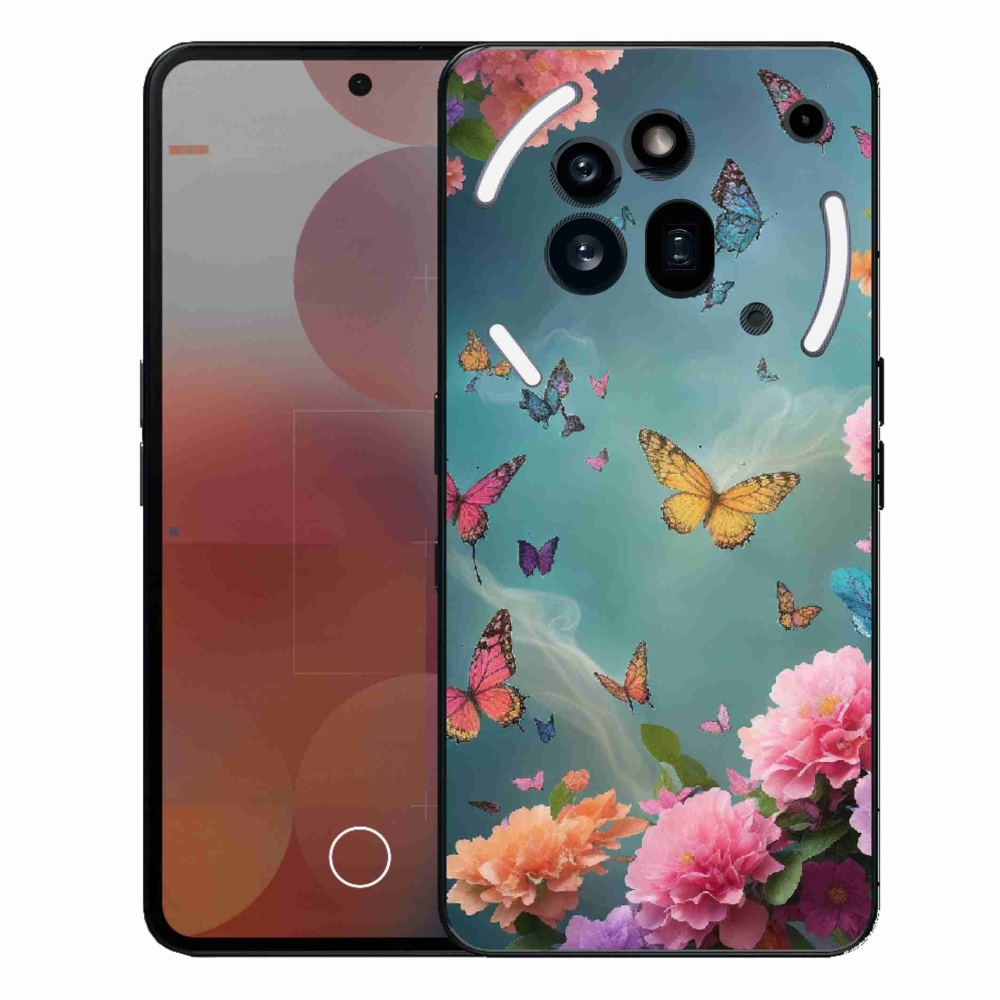 Gélový kryt mmCase na Nothing Phone (3a) Pre - farebné kvety a motýle